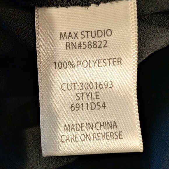 NWT Max Studio Womens Medium Midi Dress Black Long Sleeve Drop Waist Ruffle Trim - Picture 10 of 13